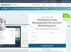 How gotoassist.com looks like on a tablet such as an iPad.