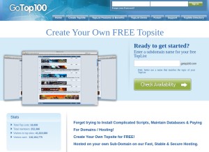 How gotop100.com looks like on a tablet such as an iPad.