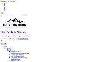 How gotreknepal.com looks like on a tablet such as an iPad.