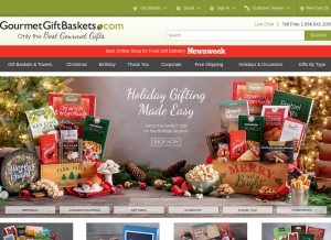 How gourmetgiftbaskets.com looks like on a tablet such as an iPad.