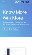 How govtribe.com looks like on a mobile device such as an iPhone.