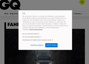 How gq-magazin.de looks like on a tablet such as an iPad.