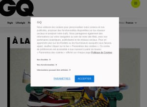 How gq.com looks like on a tablet such as an iPad.