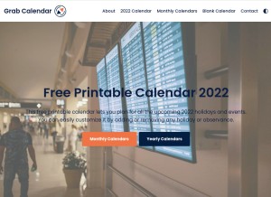 How grabcalendar.com looks like on a tablet such as an iPad.