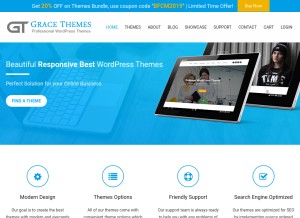 How gracethemes.com looks like on a tablet such as an iPad.