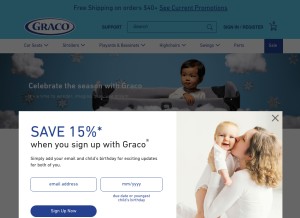 How gracobaby.com looks like on a tablet such as an iPad.