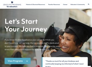 How graduateprogram.org looks like on a tablet such as an iPad.