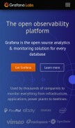 How grafana.org looks like on a mobile device such as an iPhone.