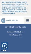 How graftonplc.com looks like on a mobile device such as an iPhone.