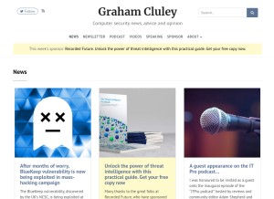 How grahamcluley.com looks like on a tablet such as an iPad.