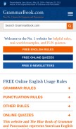 How grammarbook.com looks like on a mobile device such as an iPhone.