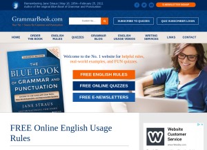 How grammarbook.com looks like on a tablet such as an iPad.