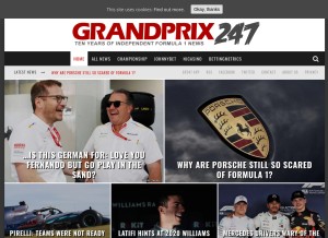 How grandprix247.com looks like on a tablet such as an iPad.