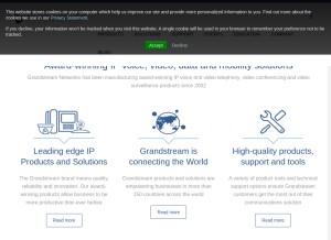 How grandstream.com looks like on a tablet such as an iPad.