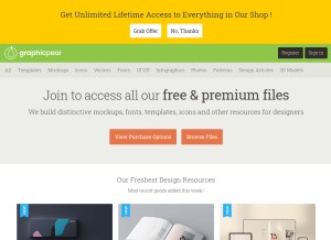 How graphicpear.com looks like on a tablet such as an iPad.