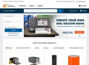 How graphicproducts.com looks like on a tablet such as an iPad.