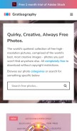 How gratisography.com looks like on a mobile device such as an iPhone.