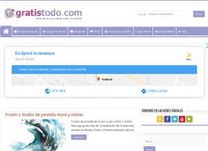 How gratistodo.com looks like on a tablet such as an iPad.