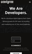 How gravityfree.com looks like on a mobile device such as an iPhone.