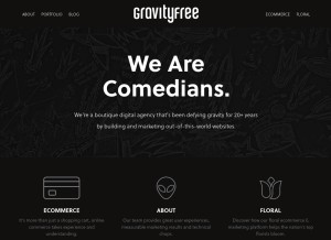 How gravityfree.com looks like on a tablet such as an iPad.