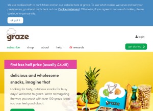 How graze.com looks like on a tablet such as an iPad.
