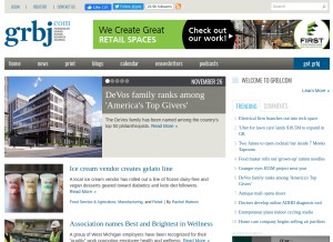 How grbj.com looks like on a tablet such as an iPad.