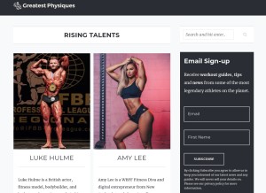 How greatestphysiques.com looks like on a tablet such as an iPad.