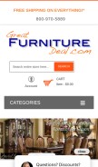 How greatfurnituredeal.com looks like on a mobile device such as an iPhone.