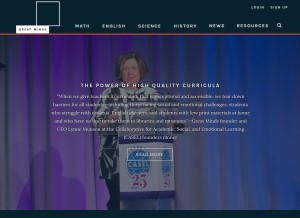 How greatminds.org looks like on a tablet such as an iPad.