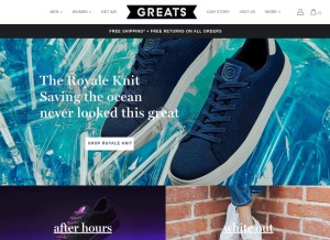 How greats.com looks like on a tablet such as an iPad.