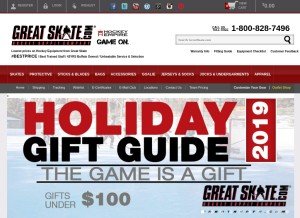 How greatskate.com looks like on a tablet such as an iPad.