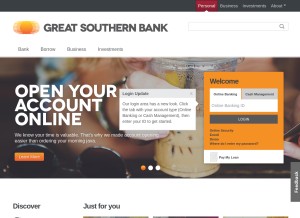 How greatsouthernbank.com looks like on a tablet such as an iPad.