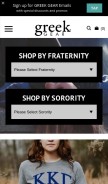 How greekgear.com looks like on a mobile device such as an iPhone.