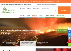 How greenamerica.org looks like on a tablet such as an iPad.