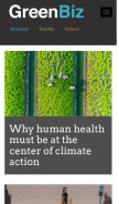 How greenbiz.com looks like on a mobile device such as an iPhone.