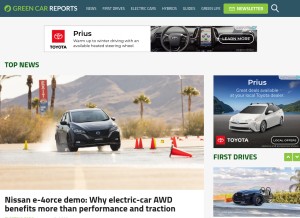 How greencarreports.com looks like on a tablet such as an iPad.