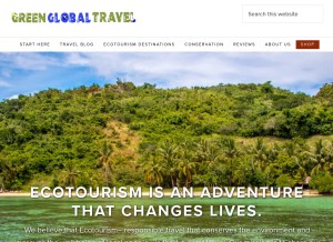 How greenglobaltravel.com looks like on a tablet such as an iPad.