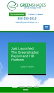 How greenshades.com looks like on a mobile device such as an iPhone.