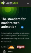 How greensock.com looks like on a mobile device such as an iPhone.