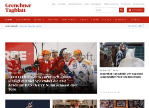 How grenchnertagblatt.ch looks like on a tablet such as an iPad.