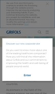How grifols.com looks like on a mobile device such as an iPhone.
