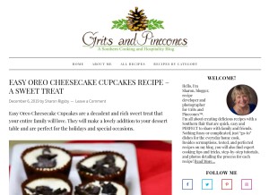 How gritsandpinecones.com looks like on a tablet such as an iPad.