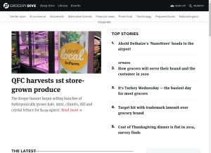 How grocerydive.com looks like on a tablet such as an iPad.