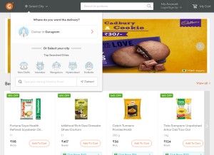 How grofers.com looks like on a tablet such as an iPad.
