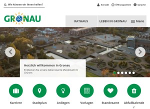 How gronau.de looks like on a tablet such as an iPad.