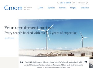 How groomassocies.com looks like on a tablet such as an iPad.