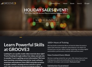 How groove3.com looks like on a tablet such as an iPad.