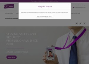How groovebadges.com looks like on a tablet such as an iPad.