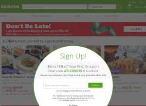 How groupon.ae looks like on a tablet such as an iPad.
