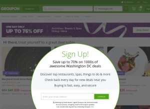 How groupon.pt looks like on a tablet such as an iPad.